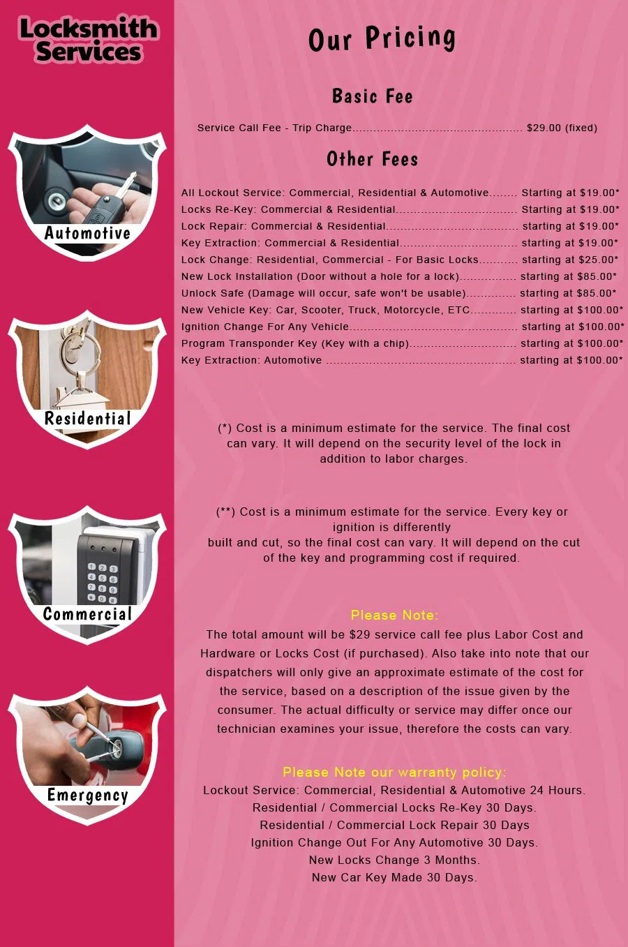 Riverside NJ Locksmith Store Riverside, NJ 856-347-7052 - price-list-c-18